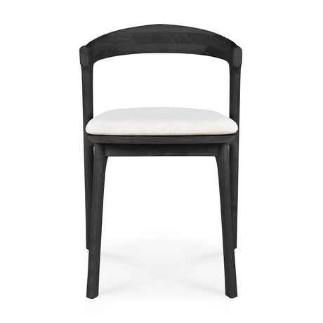 Bok Gartenstuhl - lackiertes Teak - schwarz - Off White Stoff - 50 x 54 x 76 cm - ZEN ZONE Furniture