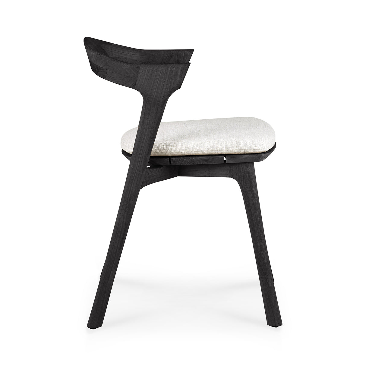 Bok Gartenstuhl - lackiertes Teak - schwarz - Off White Stoff - 50 x 54 x 76 cm - ZEN ZONE Furniture