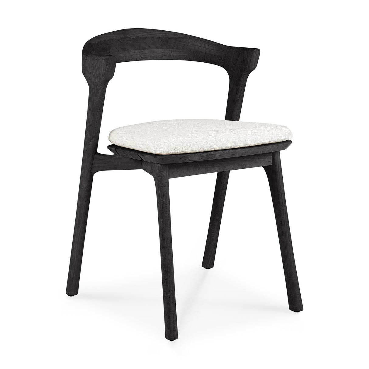 Bok Gartenstuhl - lackiertes Teak - schwarz - Off White Stoff - 50 x 54 x 76 cm - ZEN ZONE Furniture
