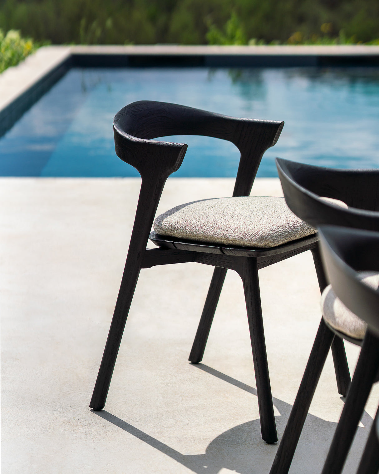 Bok Gartenstuhl - lackiertes Teak - schwarz - Naturstoff - 50 x 54 x 76 cm - ZEN ZONE