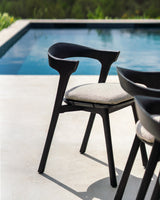 Bok Gartenstuhl - lackiertes Teak - schwarz - Naturstoff - 50 x 54 x 76 cm - ZEN ZONE