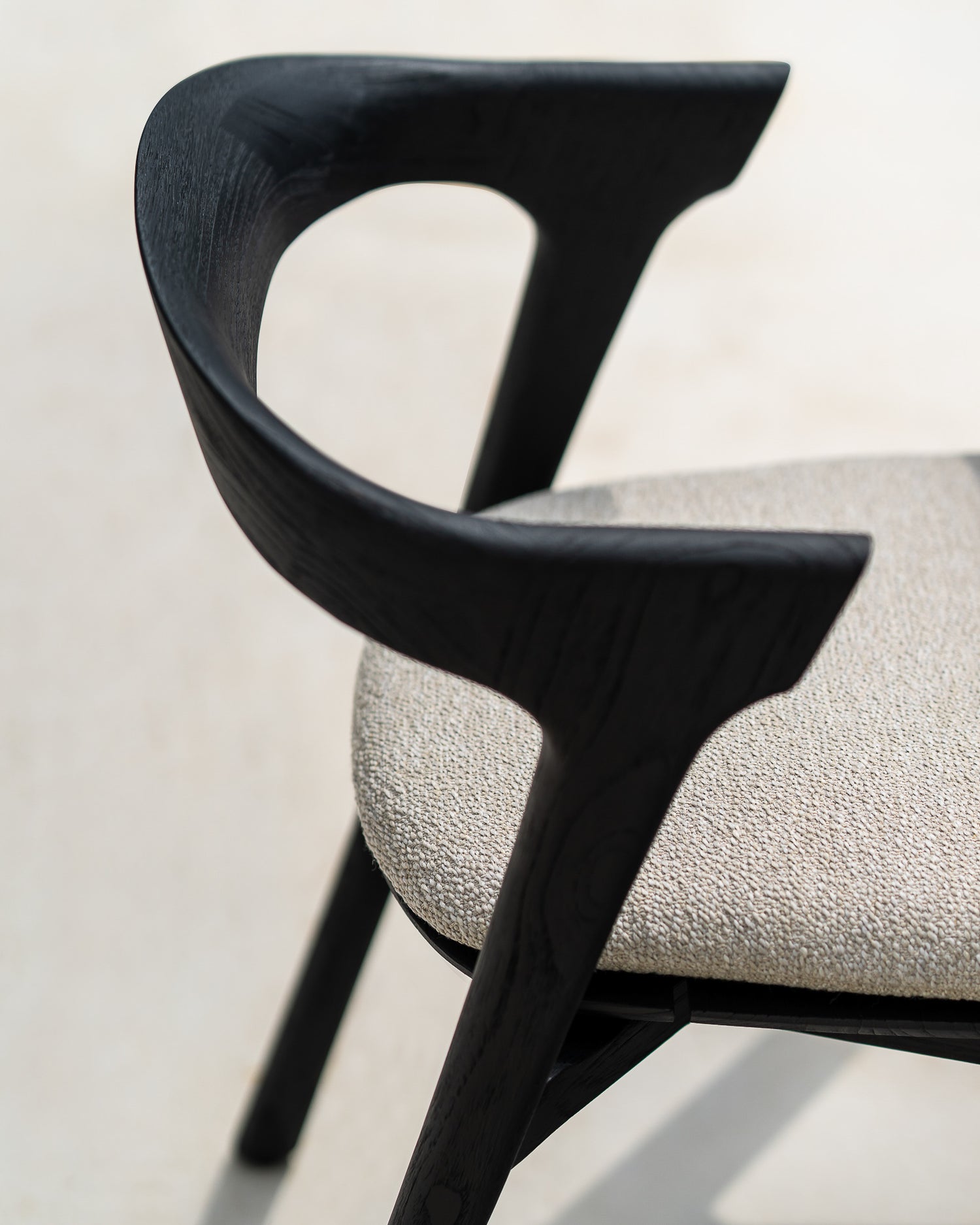 Bok Gartenstuhl - lackiertes Teak - schwarz - Naturstoff - 50 x 54 x 76 cm - ZEN ZONE