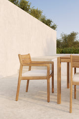 Jack Gartenstuhl - Teak - Off White Stoff - mit Armlehnen - 56 x 60 x 81 cm - ZEN ZONE