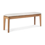 Bok Gartenbank - Teak - Off White Stoff - 2+ Sitzer - 137 x 35 x 49 cm - ZEN ZONE Furniture