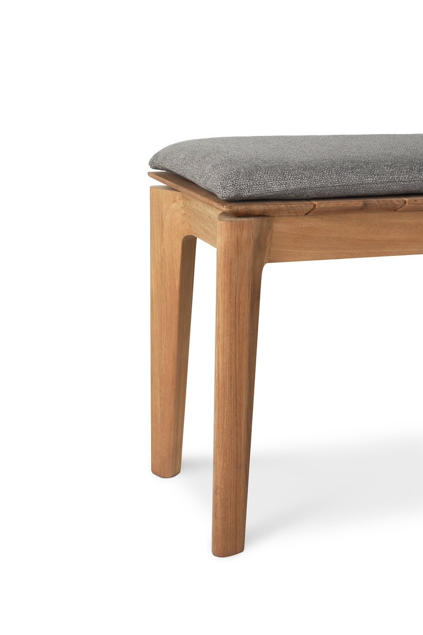 Bok Gartenbank - Teak - Mocha Stoff - 2+ Sitzer - 137 x 35 x 49 cm - ZEN ZONE Furniture