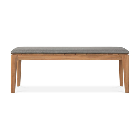 Bok Gartenbank - Teak - Mocha Stoff - 2+ Sitzer - 137 x 35 x 49 cm - ZEN ZONE Furniture