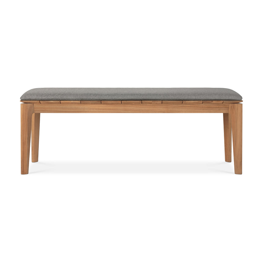 Bok Gartenbank - Teak - Mocha Stoff - 2+ Sitzer - 137 x 35 x 49 cm - ZEN ZONE Furniture