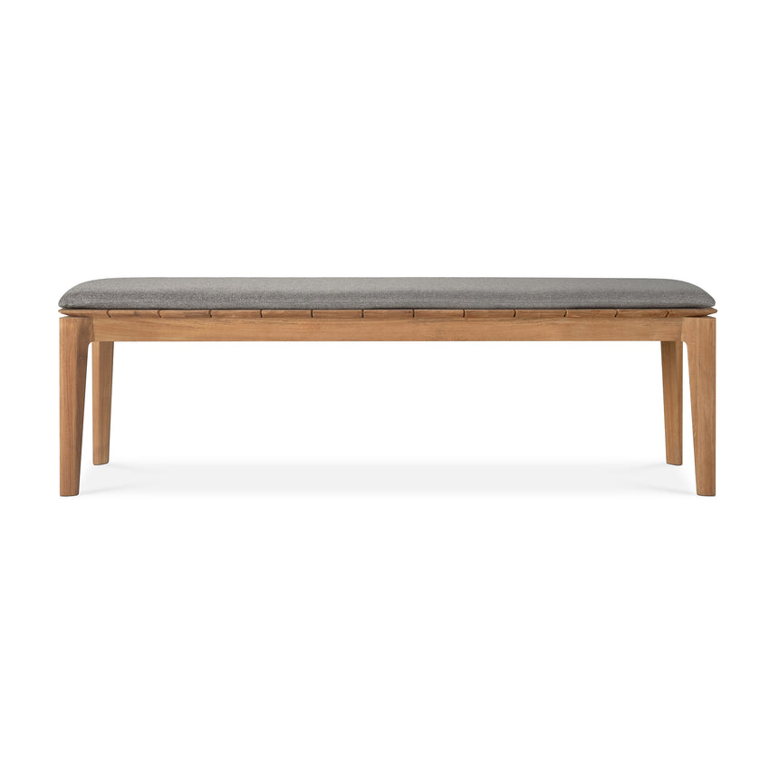 Bok Gartenbank - Teak - Mocha Stoff - 3+ Sitzer - 162 x 35 x 49 cm - ZEN ZONE Furniture