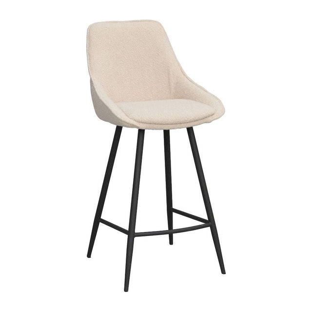 SIERRA Barhocker Bouclé Stoff Beige/schwarz 46x55x97cm - ZEN ZONE Furniture