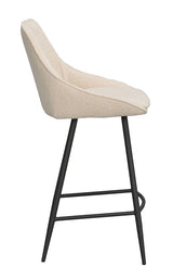 SIERRA Barhocker Bouclé Stoff Beige/schwarz 46x55x97cm - ZEN ZONE Furniture