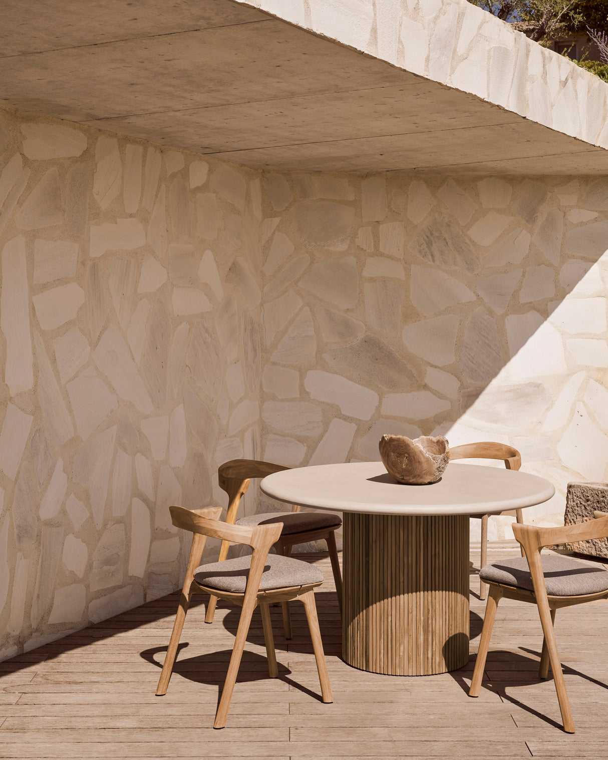 Bok Gartenstuhl - Teak - Mocha Stoff - 50 x 54 x 76 cm - ZEN ZONE Furniture