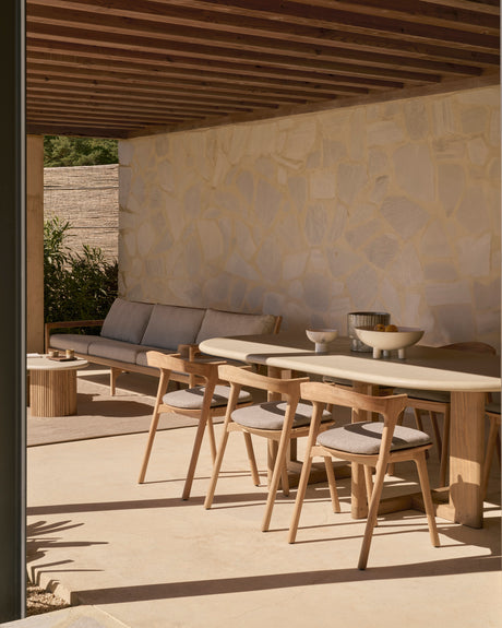 Bok Gartenstuhl - Teak - Mocha Stoff - 50 x 54 x 76 cm - ZEN ZONE Furniture