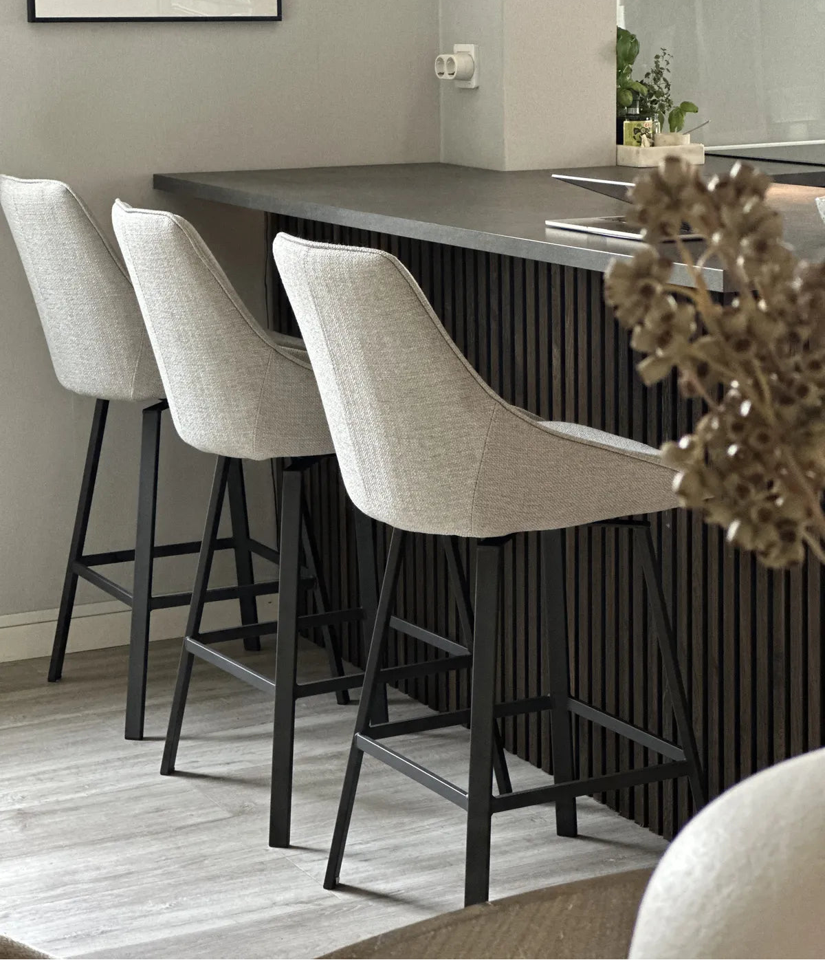 ALISON Barhocker Beige/schwarz 48x54x96cm - ZEN ZONE Furniture