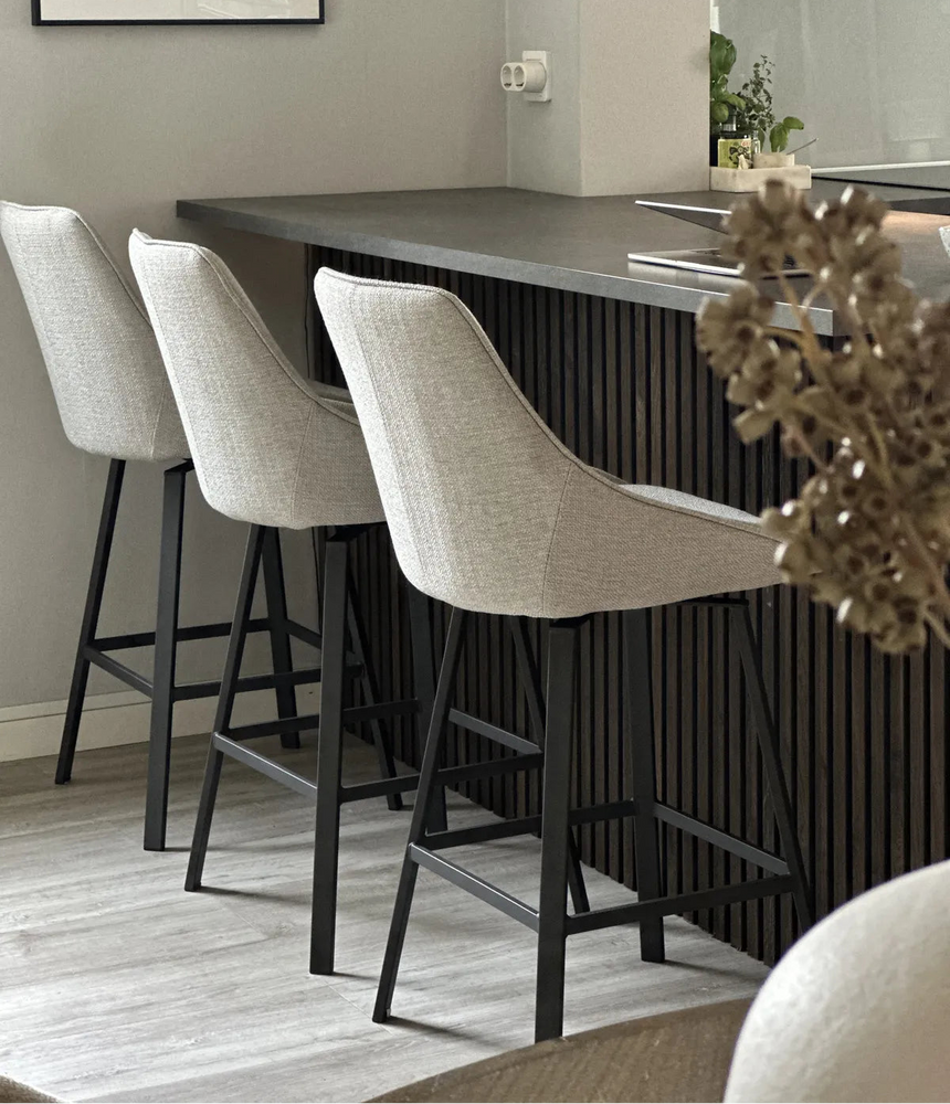 ALISON Barhocker Beige/schwarz 48x54x96cm - ZEN ZONE Furniture
