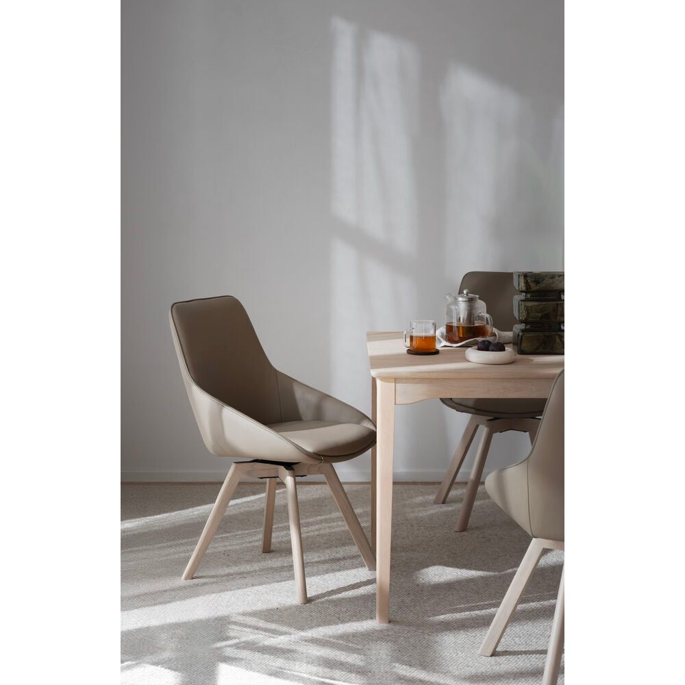 ALISON Essstuhl Beige/Weiß pigmentiert Leder 51x60x88cm - ZEN ZONE Furniture