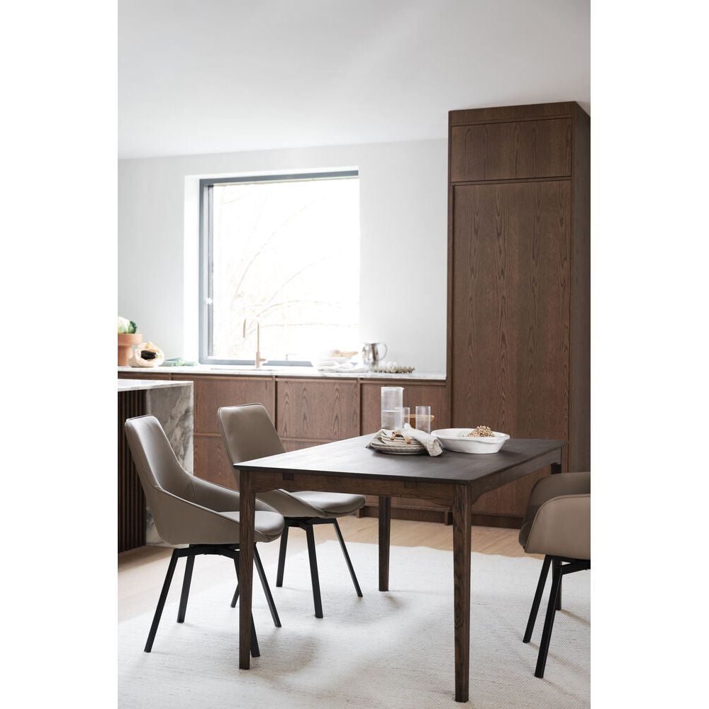 ALISON Essstuhl Beige/schwarz Leder 51x60x87cm - ZEN ZONE Furniture
