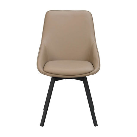 ALISON Essstuhl Beige/schwarz Leder 51x60x87cm - ZEN ZONE Furniture