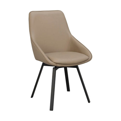 ALISON Essstuhl Beige/schwarz Leder 51x60x87cm - ZEN ZONE Furniture