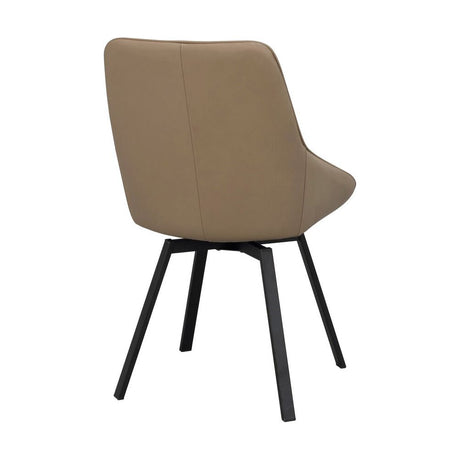 ALISON Essstuhl Beige/schwarz Leder 51x60x87cm - ZEN ZONE Furniture