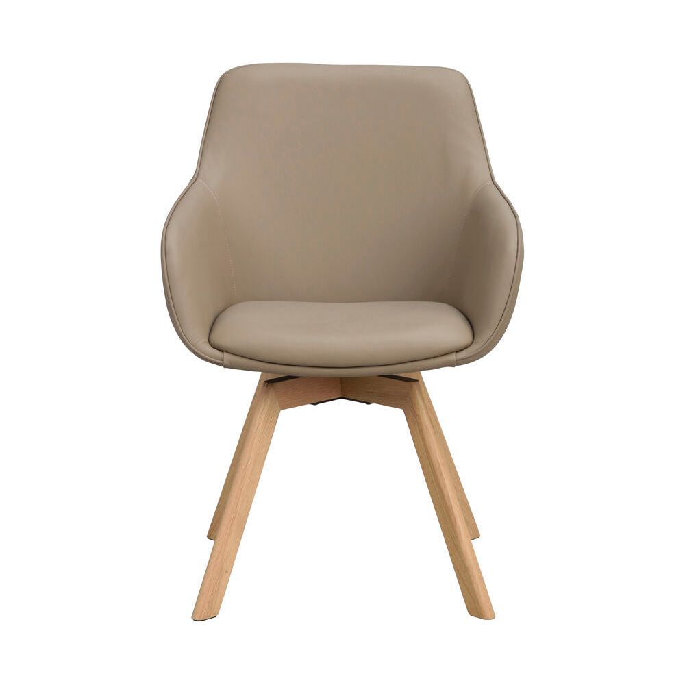 ALISON Essstuhl Beige/Eiche Leder 58x60x88cm - ZEN ZONE Furniture