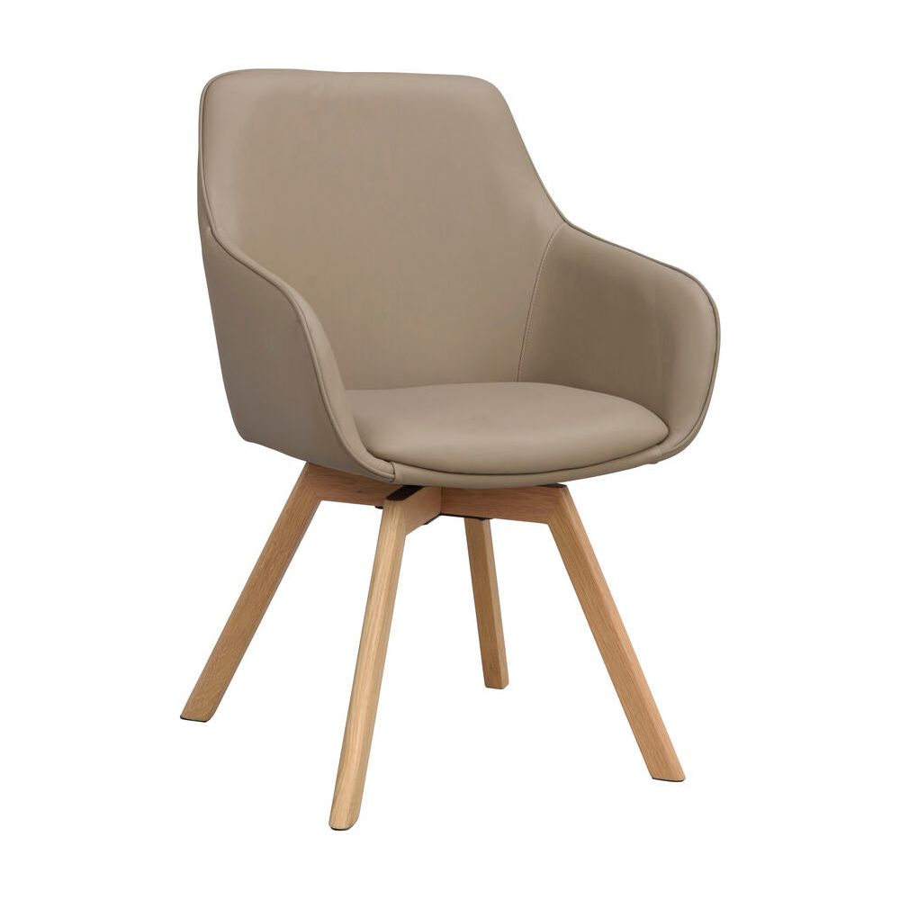 ALISON Essstuhl Beige/Eiche Leder 58x60x88cm - ZEN ZONE Furniture