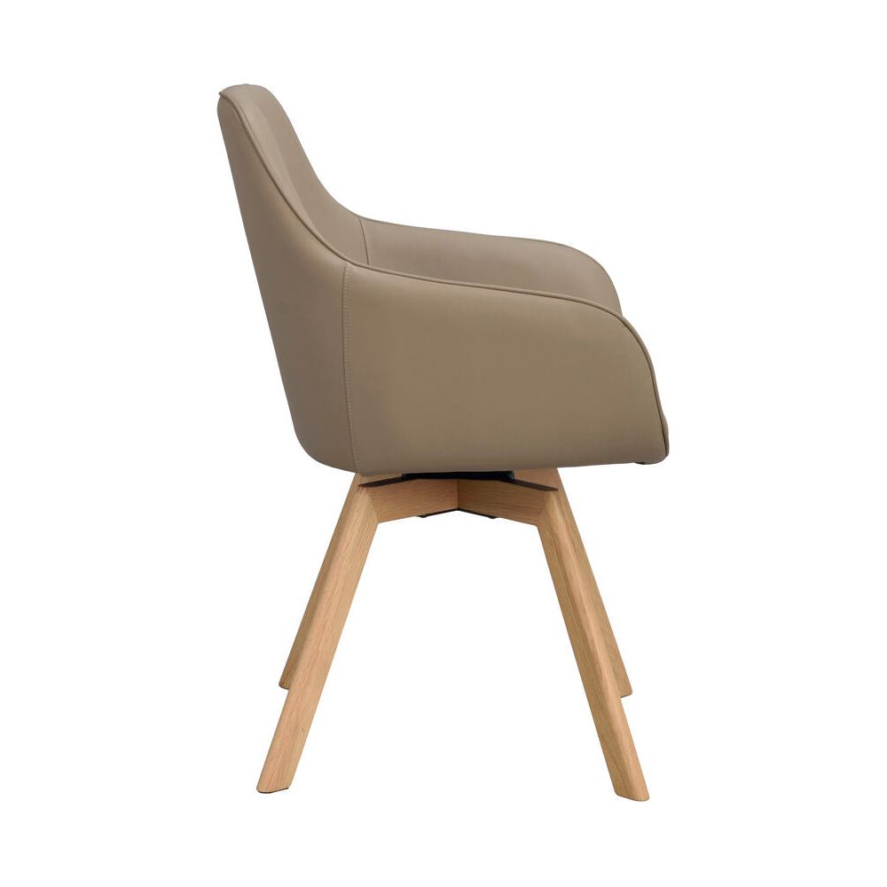 ALISON Essstuhl Beige/Eiche Leder 58x60x88cm - ZEN ZONE Furniture
