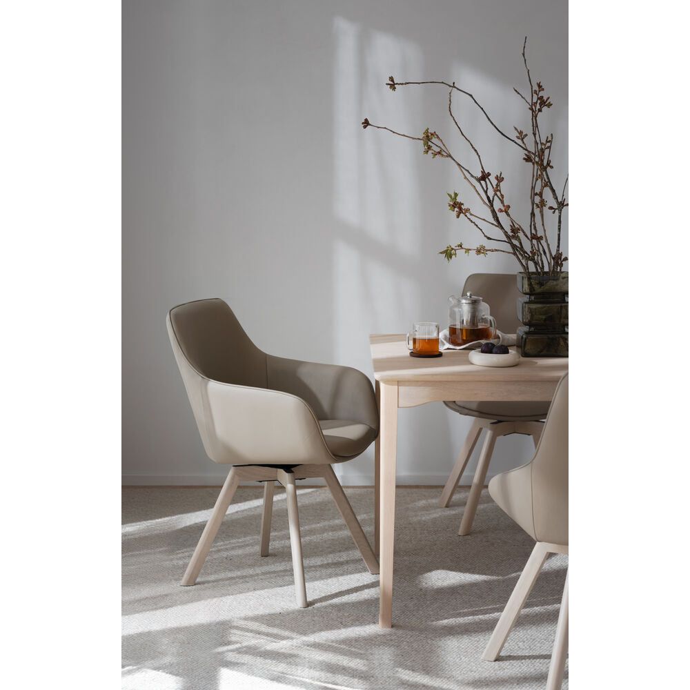 ALISON Essstuhl Beige/Weiß pigmentiert Leder 58x60x88cm - ZEN ZONE Furniture