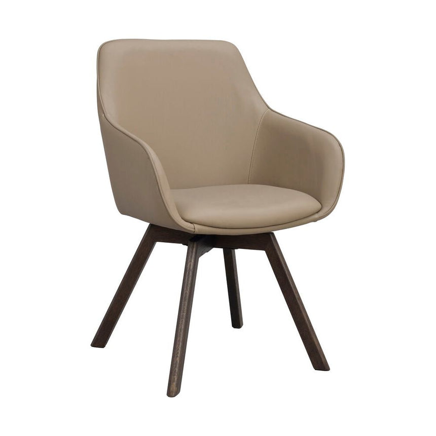 ALISON Essstuhl Beige/braun Leder 58x60x88cm - ZEN ZONE Furniture