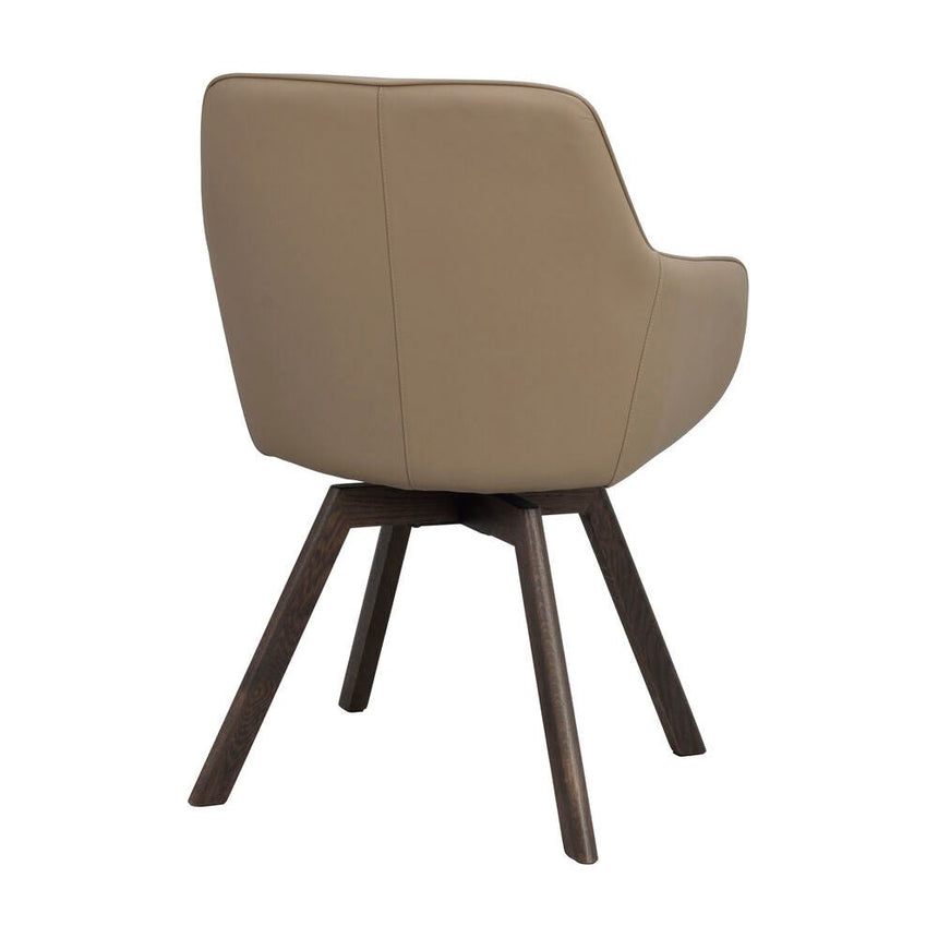 ALISON Essstuhl Beige/braun Leder 58x60x88cm - ZEN ZONE Furniture