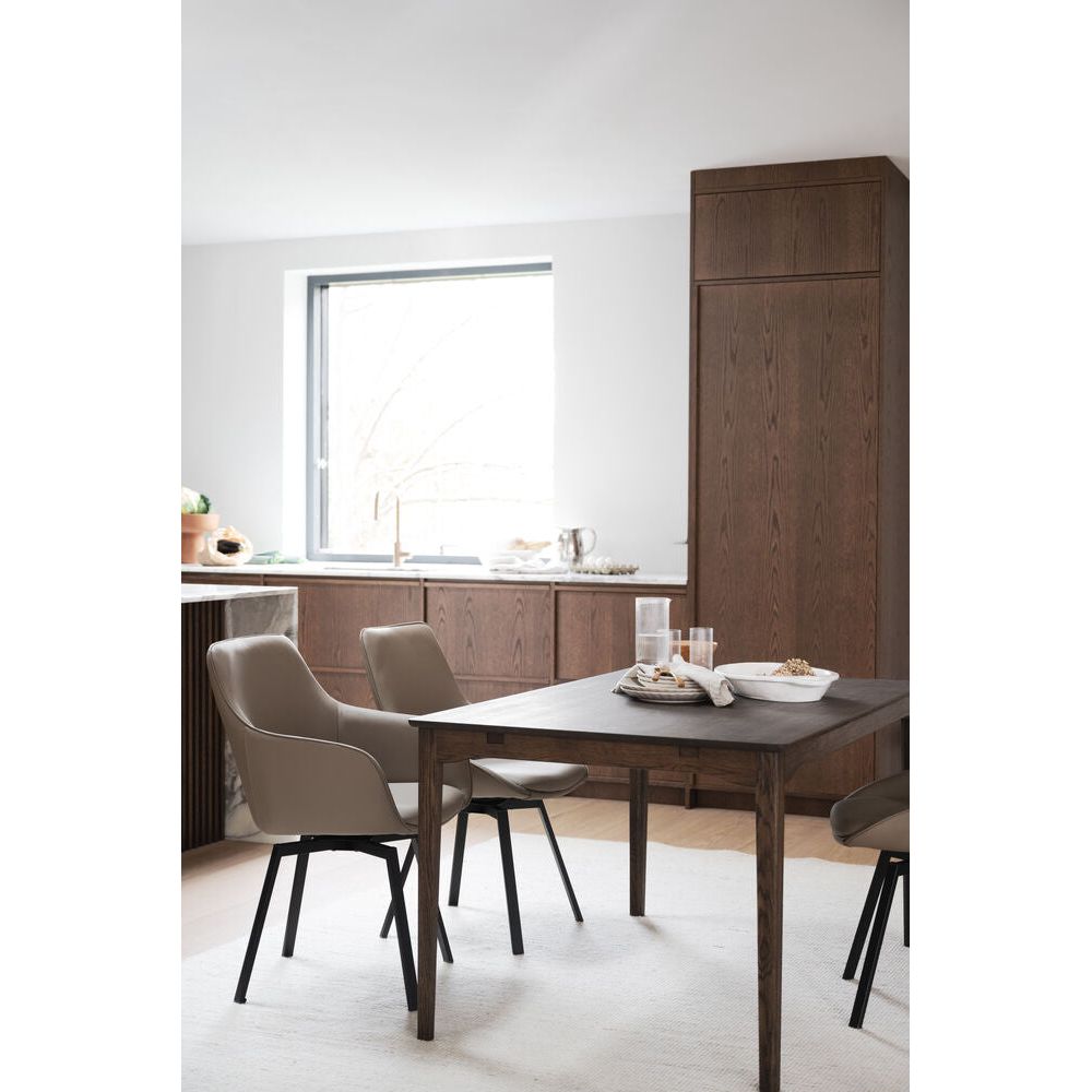 ALISON Essstuhl Beige/schwarz Leder 58x59x89cm - ZEN ZONE Furniture