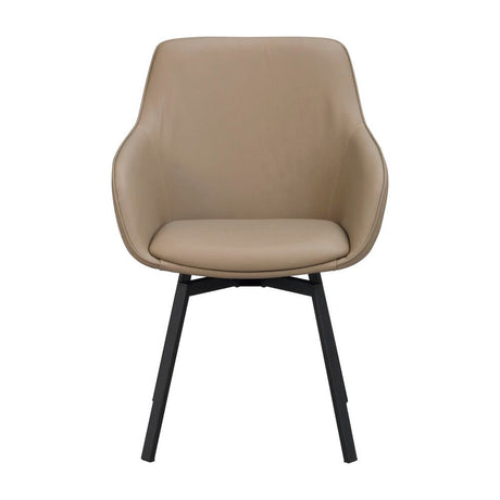ALISON Essstuhl Beige/schwarz Leder 58x59x89cm - ZEN ZONE Furniture