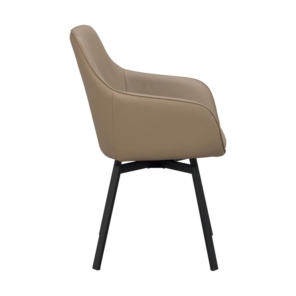 ALISON Essstuhl Beige/schwarz Leder 58x59x89cm - ZEN ZONE Furniture