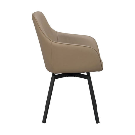ALISON Essstuhl Beige/schwarz Leder 58x59x89cm - ZEN ZONE Furniture
