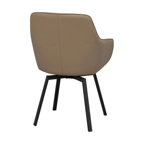 ALISON Essstuhl Beige/schwarz Leder 58x59x89cm - ZEN ZONE Furniture