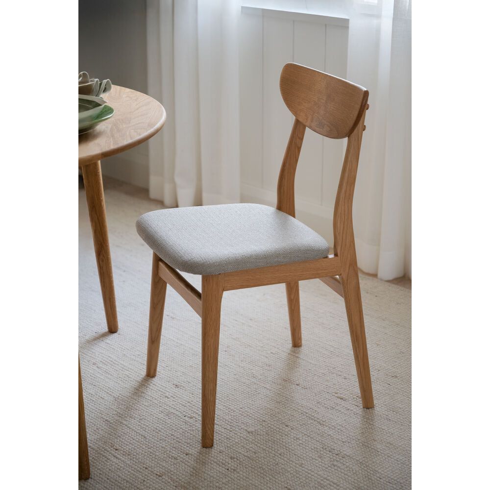 RODHAM Essstuhl Eiche/Graubeige 44x51x82cm - ZEN ZONE Furniture