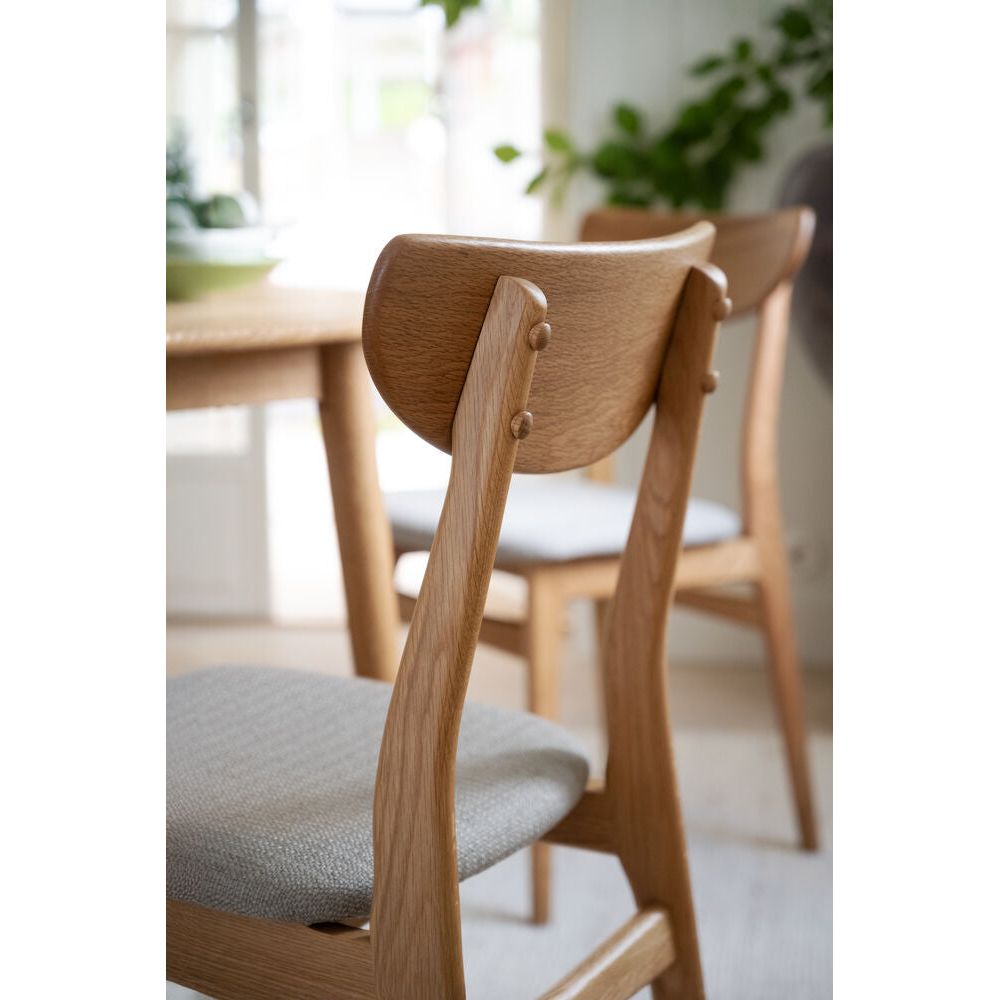 RODHAM Essstuhl Eiche/Graubeige 44x51x82cm - ZEN ZONE Furniture