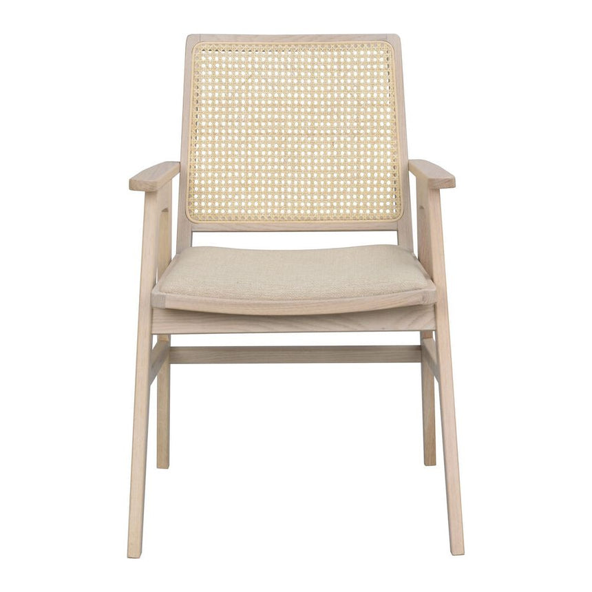 PRESTWICK Esszimmerstuhl Weiß pigmentiert/beige 60x63x88cm - ZEN ZONE