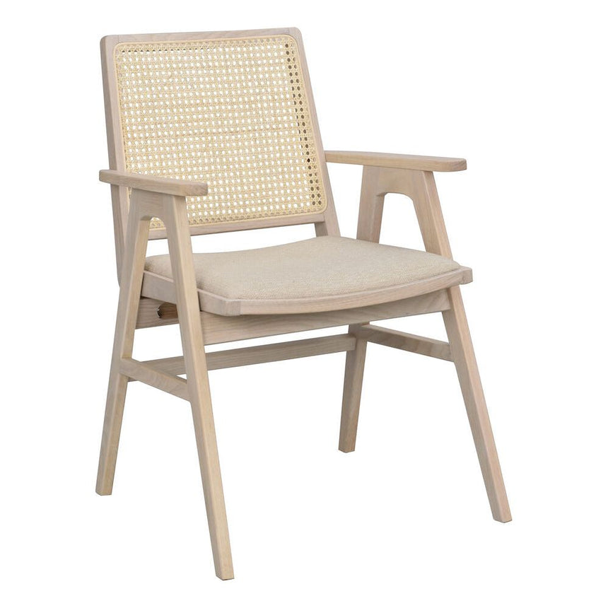 PRESTWICK Esszimmerstuhl Weiß pigmentiert/beige 60x63x88cm - ZEN ZONE
