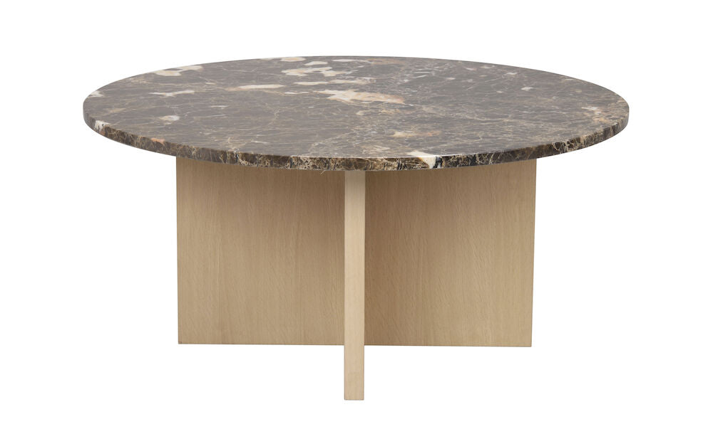 BROOKSVILLE Couchtisch Rund Marmor Braun/weiß pigmentiert 90x90x42cm - ZEN ZONE Furniture