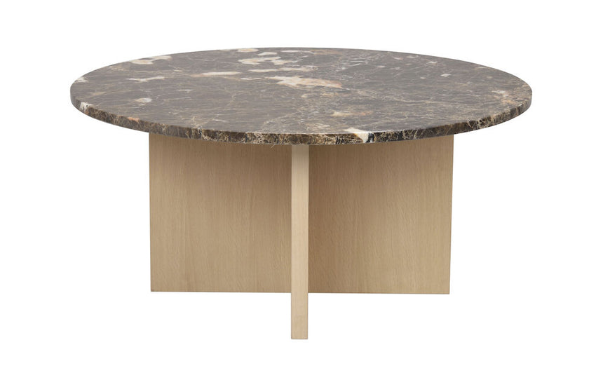 BROOKSVILLE Couchtisch Rund Marmor Braun/weiß pigmentiert 90x90x42cm - ZEN ZONE Furniture