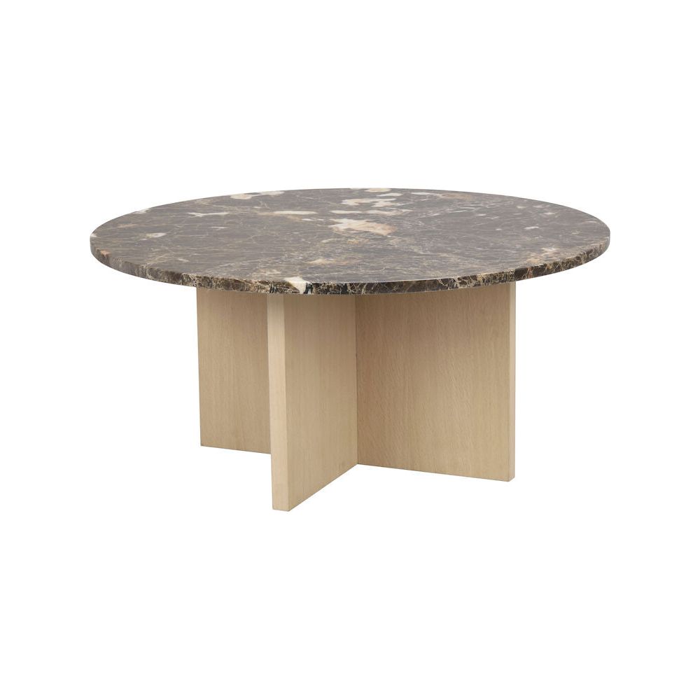 BROOKSVILLE Couchtisch Rund Marmor Braun/weiß pigmentiert 90x90x42cm - ZEN ZONE Furniture
