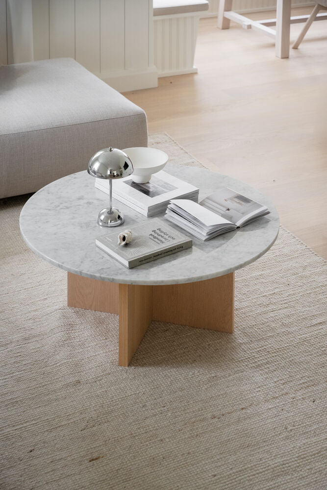 BROOKSVILLE Couchtisch Rund Marmor Weiß/weiß pigmentiert 90x90x42cm - ZEN ZONE Furniture