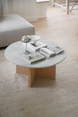 BROOKSVILLE Couchtisch Rund Marmor Weiß/weiß pigmentiert 90x90x42cm - ZEN ZONE Furniture
