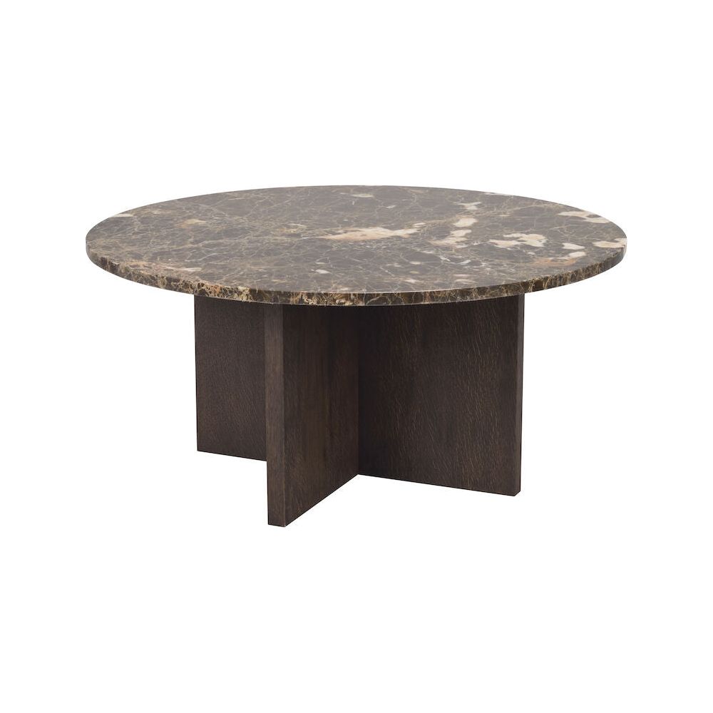 BROOKSVILLE Couchtisch Rund Marmor Braun 90x90x42cm - ZEN ZONE Furniture