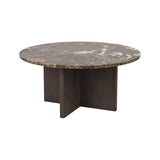 BROOKSVILLE Couchtisch Rund Marmor Braun 90x90x42cm - ZEN ZONE Furniture