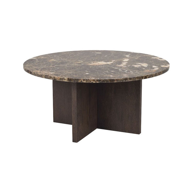 BROOKSVILLE Couchtisch Rund Marmor Braun 90x90x42cm - ZEN ZONE Furniture