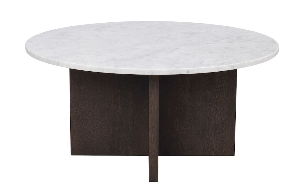 BROOKSVILLE Couchtisch Rund Marmor Weiß/Braun 90x90x42cm - ZEN ZONE Furniture