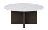 BROOKSVILLE Couchtisch Rund Marmor Weiß/Braun 90x90x42cm - ZEN ZONE Furniture