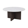 BROOKSVILLE Couchtisch Rund Marmor Weiß/Braun 90x90x42cm - ZEN ZONE Furniture