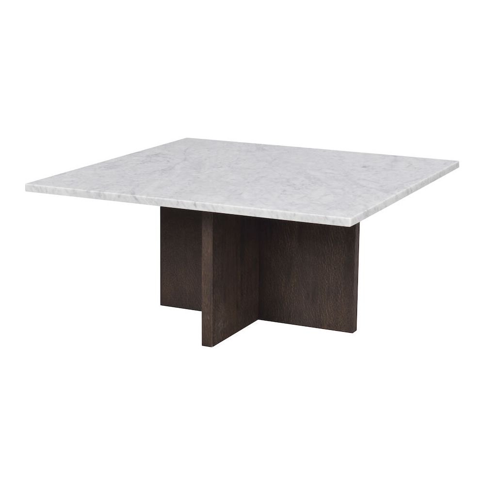BROOKSVILLE Couchtisch Marmor Weiß/Braun 90x90x42cm - ZEN ZONE Furniture